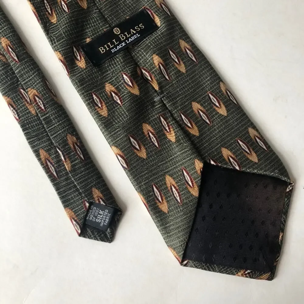 Bill Blass Black Label Silk Tie Diamonds Green